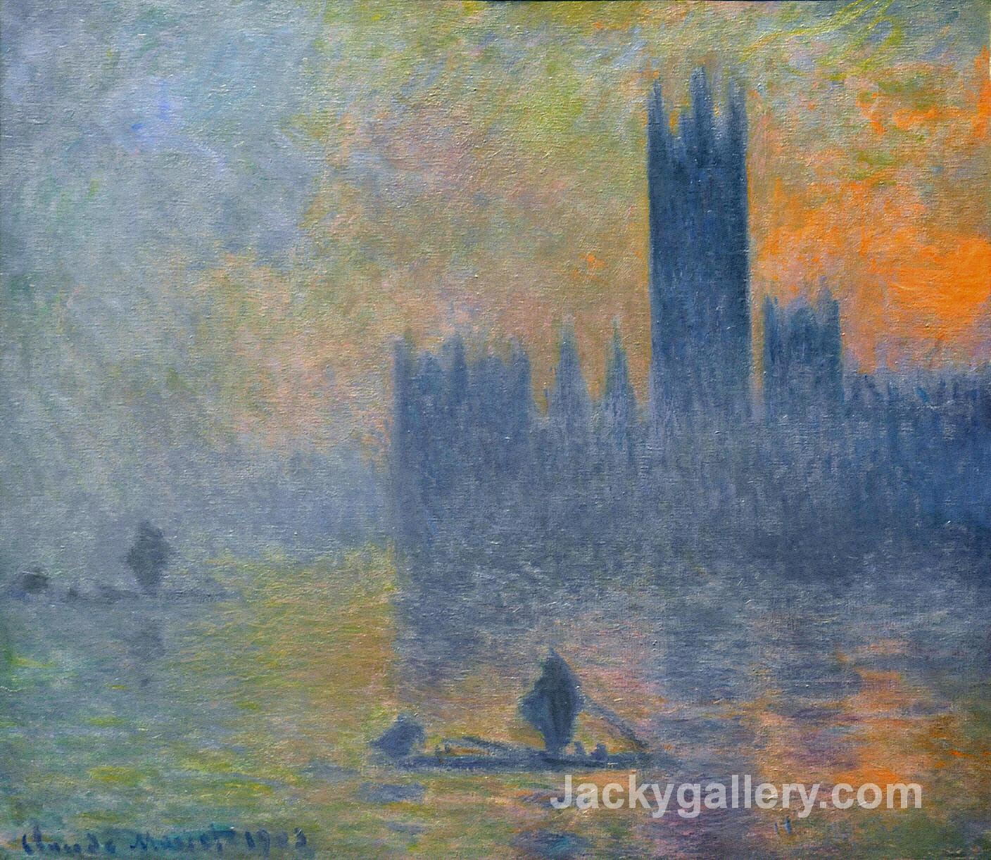Houses of Parliament, Fog Effect by Claude Monet paintings reproduction